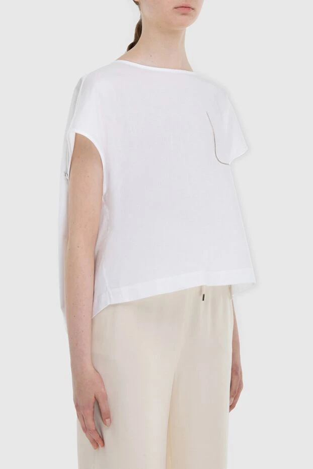 Peserico қалта имитациясы бар декормен еркін үлгідегі ақ әйелдер футболкасы 167881 - фото 3