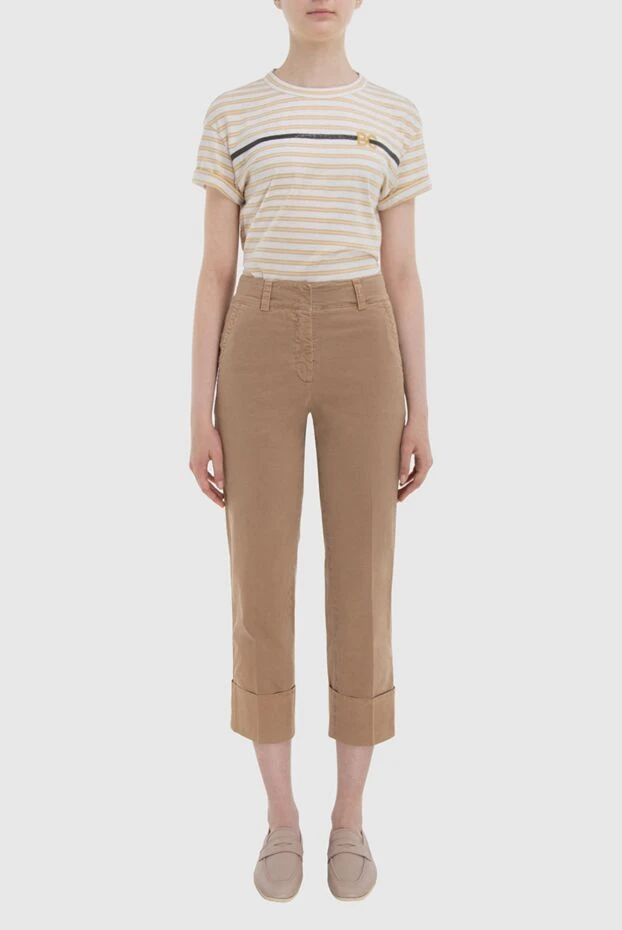 Peserico woman beige cotton trousers for women купить с ценами и фото 167914 - photo 2