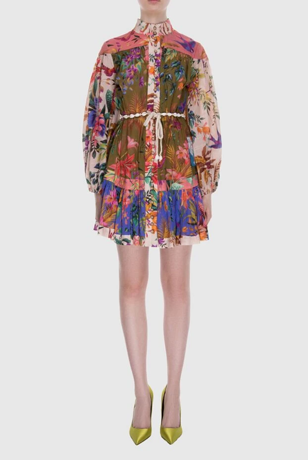 Zimmermann яркое шифоновое платье с пуговицами поясом и воланами 

 167924 - фото 2