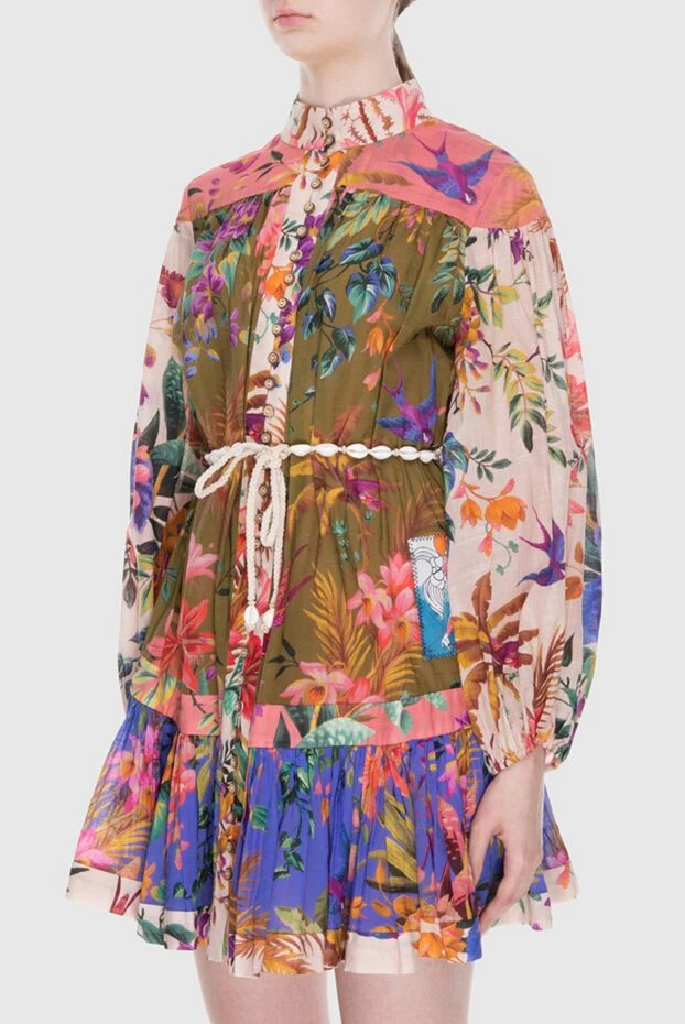 Zimmermann яркое шифоновое платье с пуговицами поясом и воланами 

 167924 - фото 3