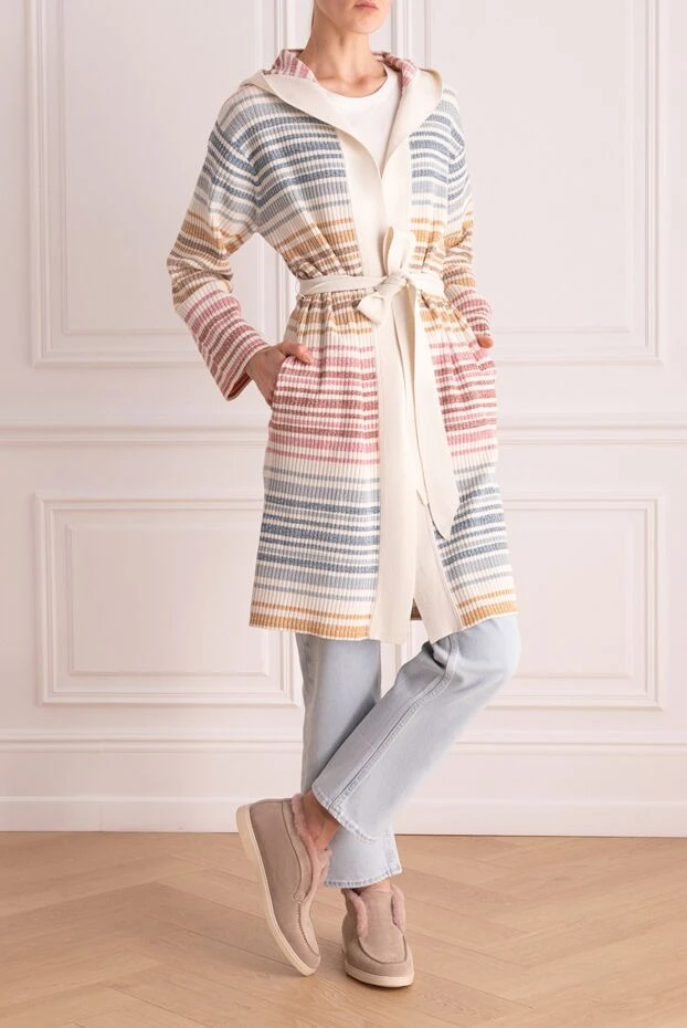 Zimmermann удлинённый хлопковый кардиган с капюшоном в многотональной полоске в стиле slow fashion
 167943 - фото 3