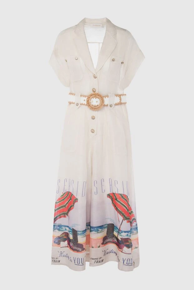 Комбинезон из шелка и льна бежевый женский - фото 1