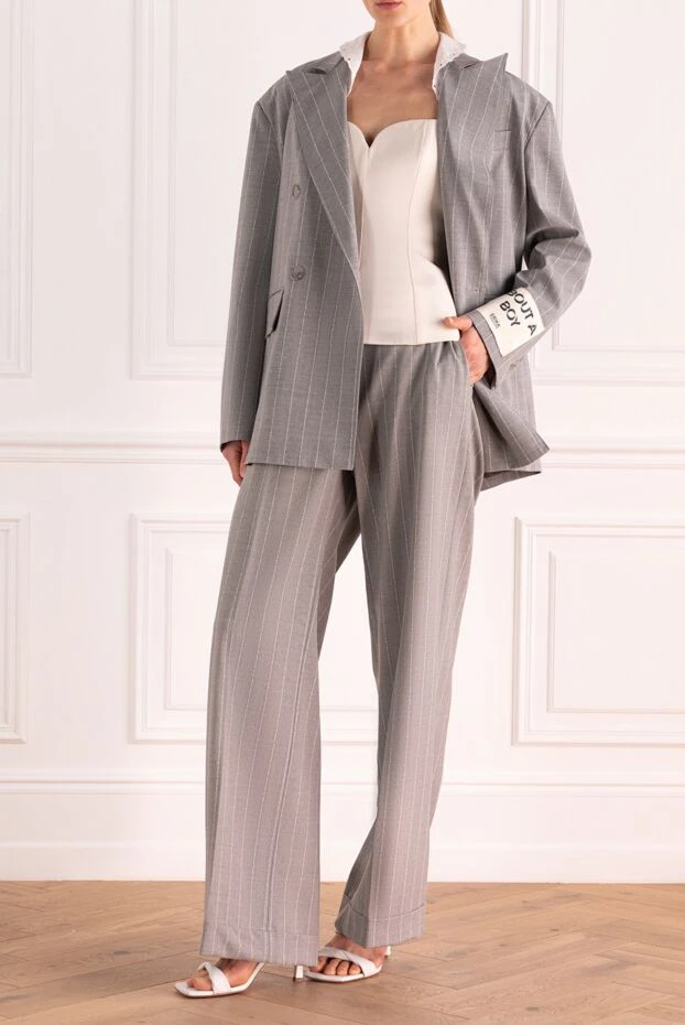 Erika Cavallini woman gray women's trouser suit made of wool and elastane купить с ценами и фото 167972 - photo 2