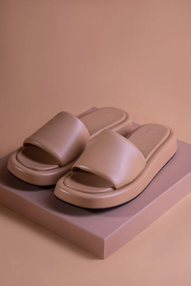 Erika Cavallini шлепанцы женские с контрастной полоской на подошве бежевые 167983 - фото 2