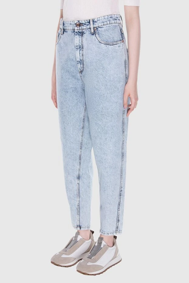 Brunello Cucinelli джинсы прямого кроя с эффектом варки голубые женские 168006 - фото 3
