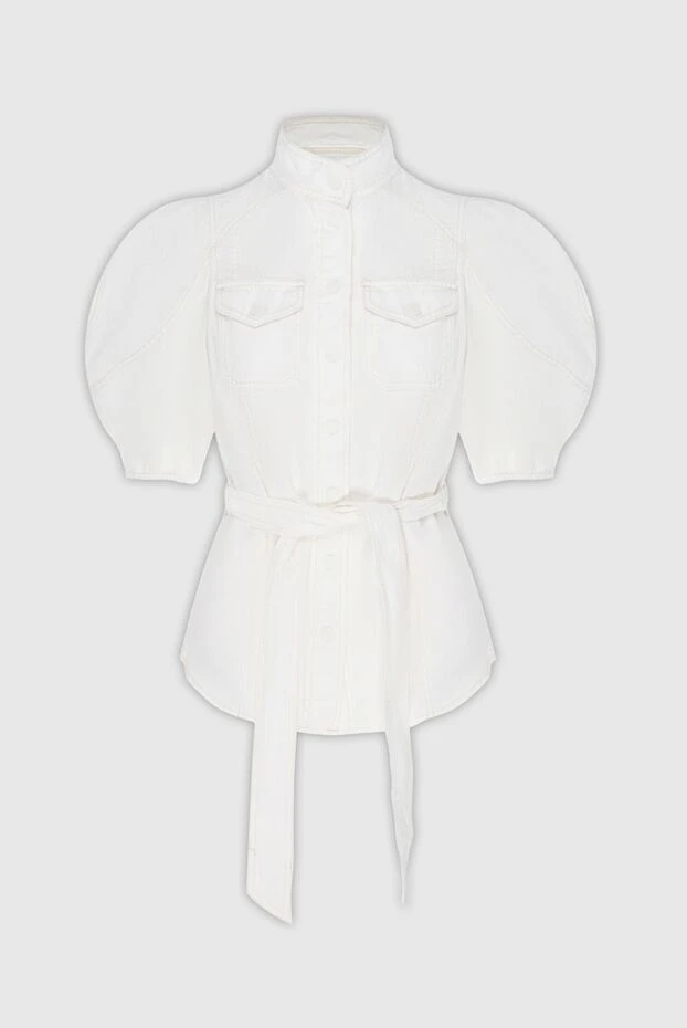 Белбеуі мен қалталары бар әйелдер жейдесі ақ - фото 1