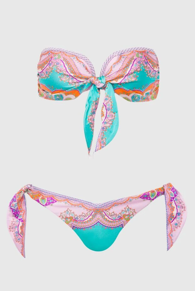 Түйінді және жарқын шығыс баспасы бар жібектей лайкра бандолы купальник
- фото 1