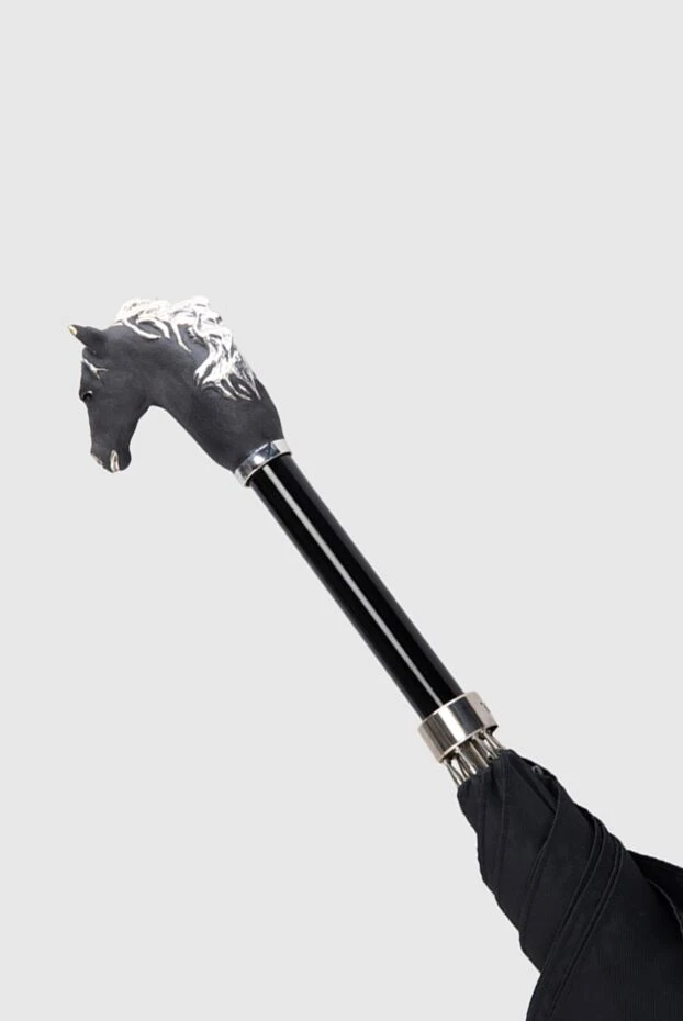 Pasotti black umbrella decorated with a horse head on the handle 168090 - photo 3