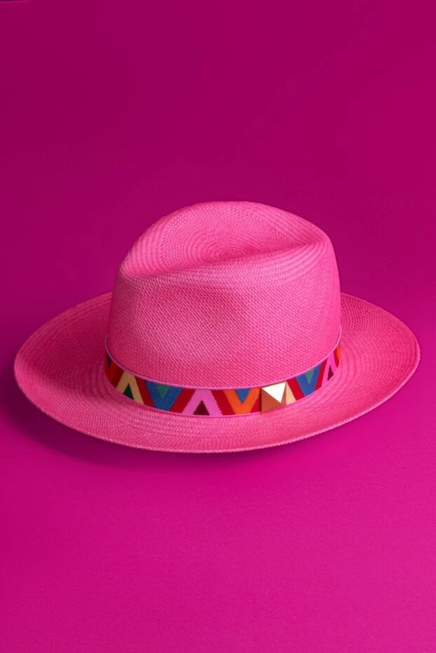 Түрлі түсті лентасы бар әйелдердің қызғылт мақта қалпағы - фото 2