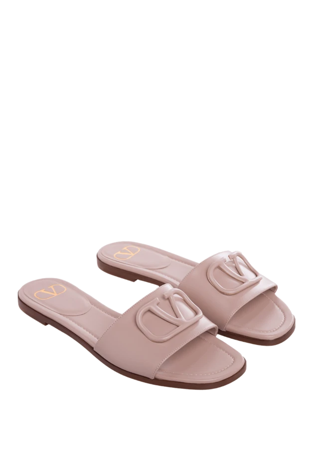 Valentino шлепанцы из гладкой кожи с логотипом vlogo розового цвета 168164 - фото 3