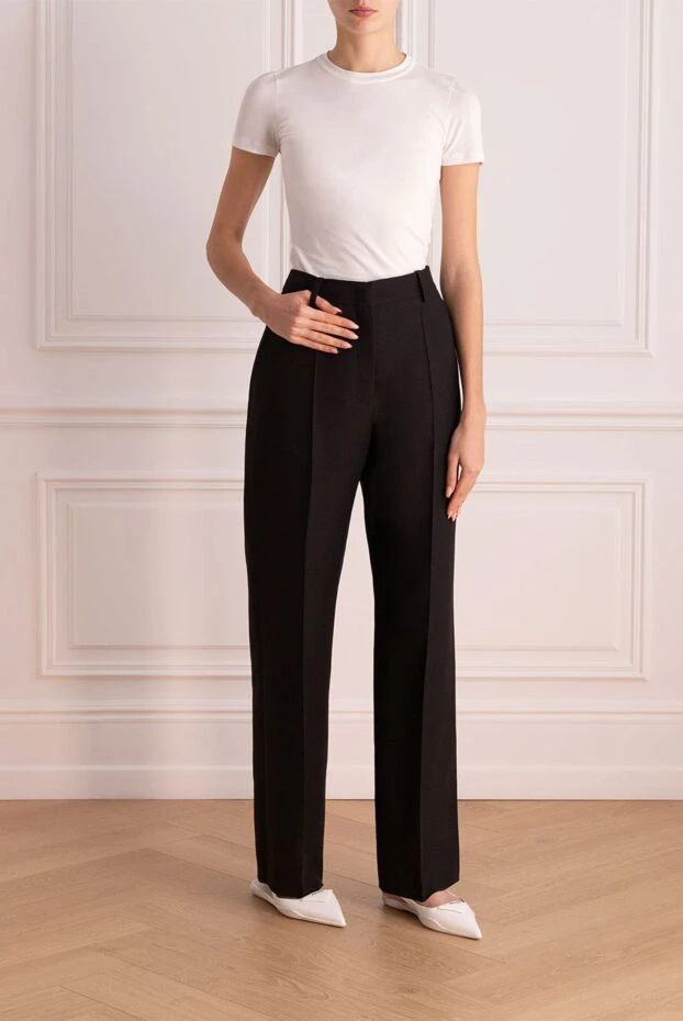 Valentino woman black wool and silk trousers for women купить с ценами и фото 168173 - photo 2