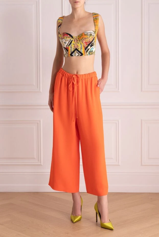 Valentino woman orange silk trousers for women купить с ценами и фото 168174 - photo 2