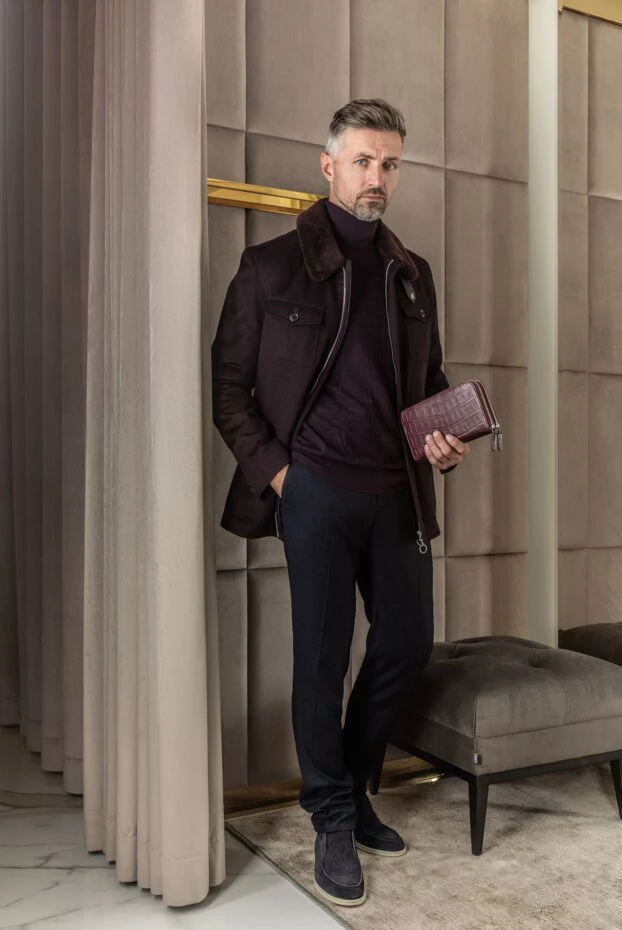 Cesare di Napoli ерлерге арналған қарапайым қара көк түсті түзу фигуралы шалбар 168179 - фото 2