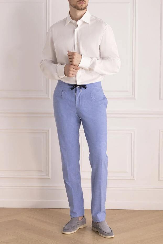 Cesare di Napoli man blue trousers for men купить с ценами и фото 168187 - photo 2