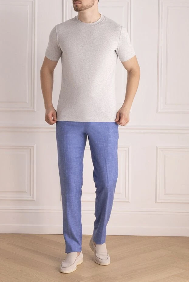 Cesare di Napoli man blue trousers for men купить с ценами и фото 168193 - photo 2