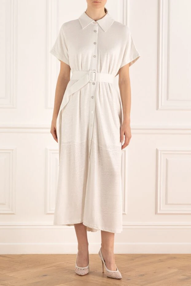 Max&Moi woman white linen dress for women купить с ценами и фото 168249 - photo 2