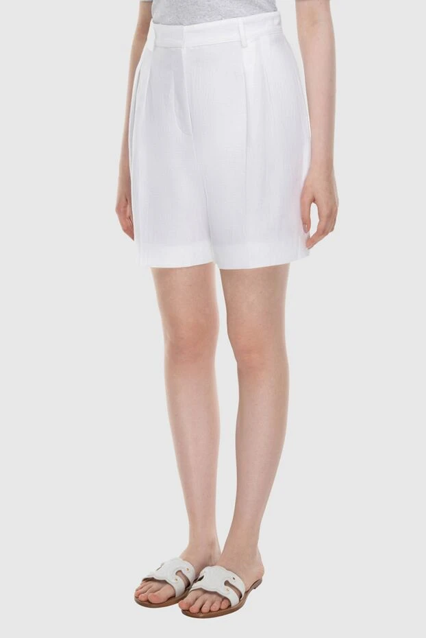 Loro Piana шорты из льна белого цвета с защипами и подкладкой для летнего комфорта 168322 - фото 3