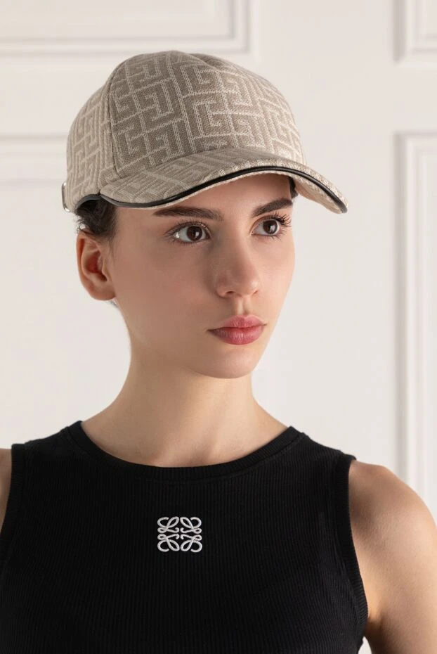 Balmain beige women's cap with monogram print 168366 - photo 3