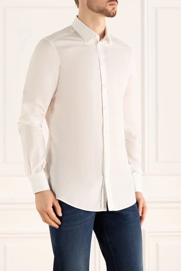 Dolce & Gabbana хлопковая рубашка в белом цвете с аккуратной планкой на пуговицах 168385 - фото 3