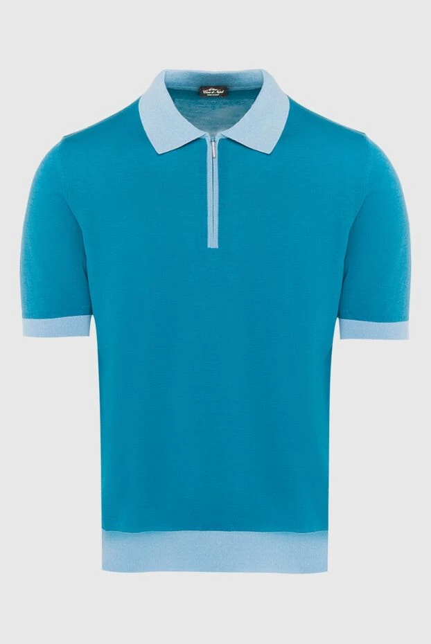 Cesare di Napoli man blue cotton and silk polo for men купить с ценами и фото 168417 - photo 1