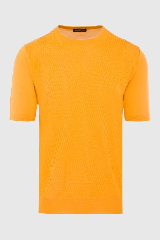 Cesare di Napoli man short sleeve jumper in silk and cotton yellow for men купить с ценами и фото 168431 - photo 1