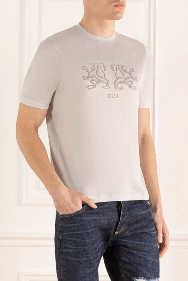 Zilli белая мужская футболка с рельефным узором драконов и логотипом
 168433 - фото 3
