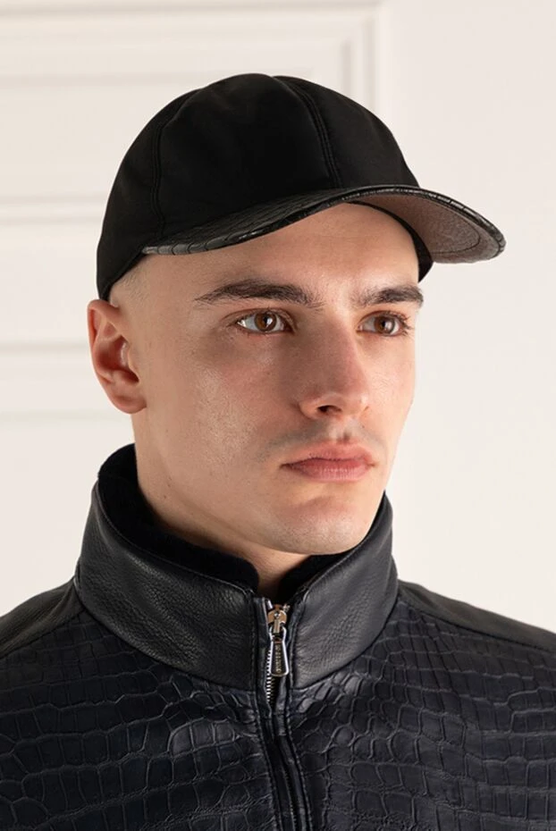 Cesare di Napoli man black alligator and polyamide cap for men купить с ценами и фото 168440 - photo 2