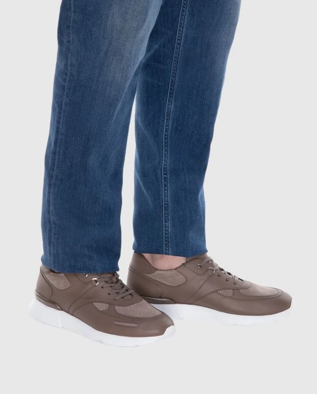 Stefano Ricci ерлерге арналған қоңыр былғары кроссовкалар 168444 - фото 2