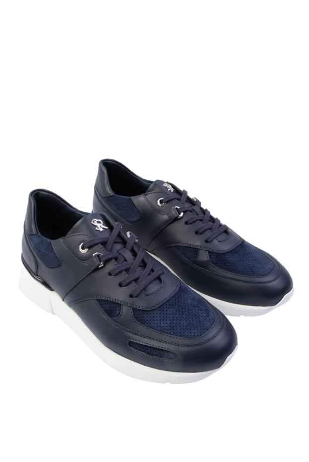 Stefano Ricci сникеры из кожи синие мужские 168446 - фото 3
