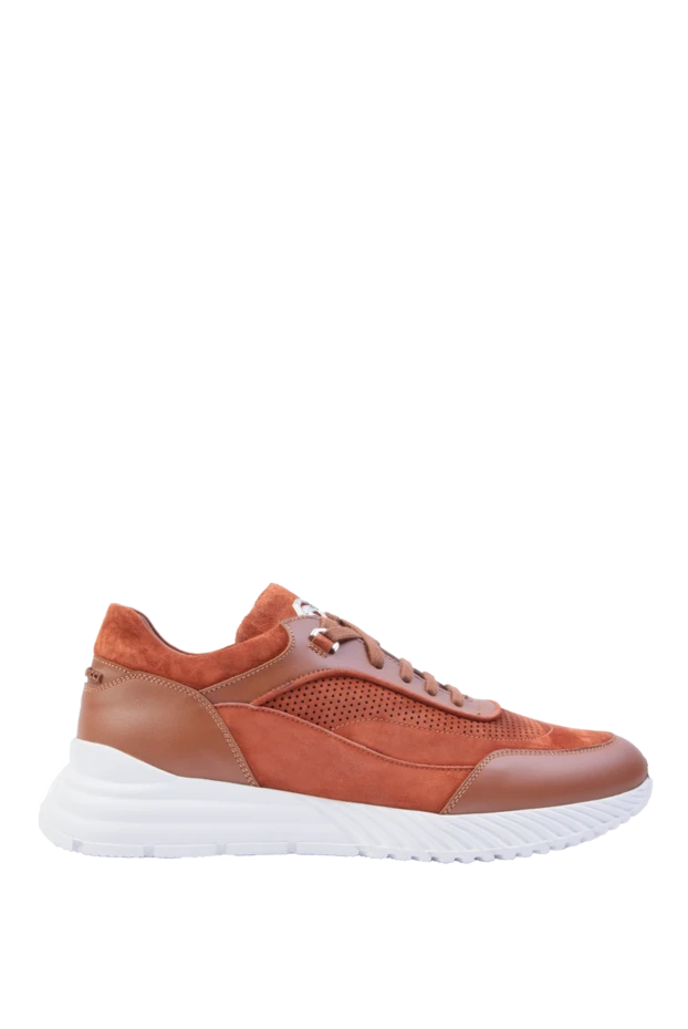 Кроссовки из кожи и замши оранжевые мужские - фото 1