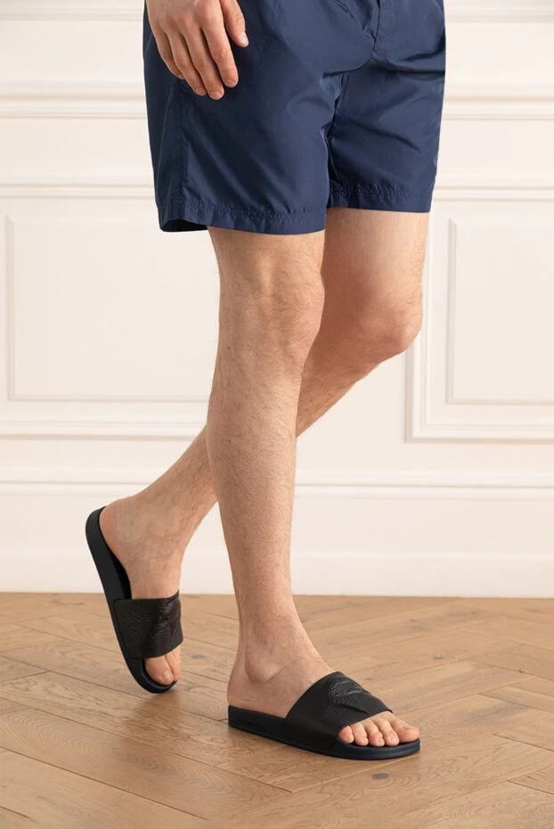 Stefano Ricci blue leather slippers for men 168454 - photo 2