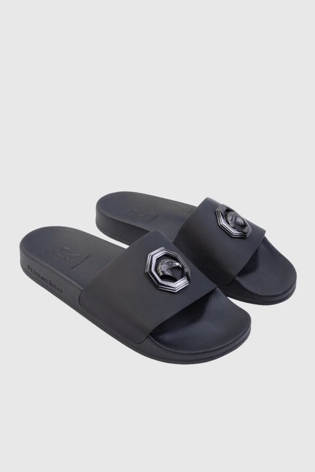 Stefano Ricci шлепанцы из кожи черные мужские 168455 - фото 3