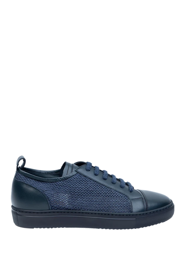 Doucal`s man sneakers in leather and textile blue for men купить с ценами и фото 168511 - photo 1