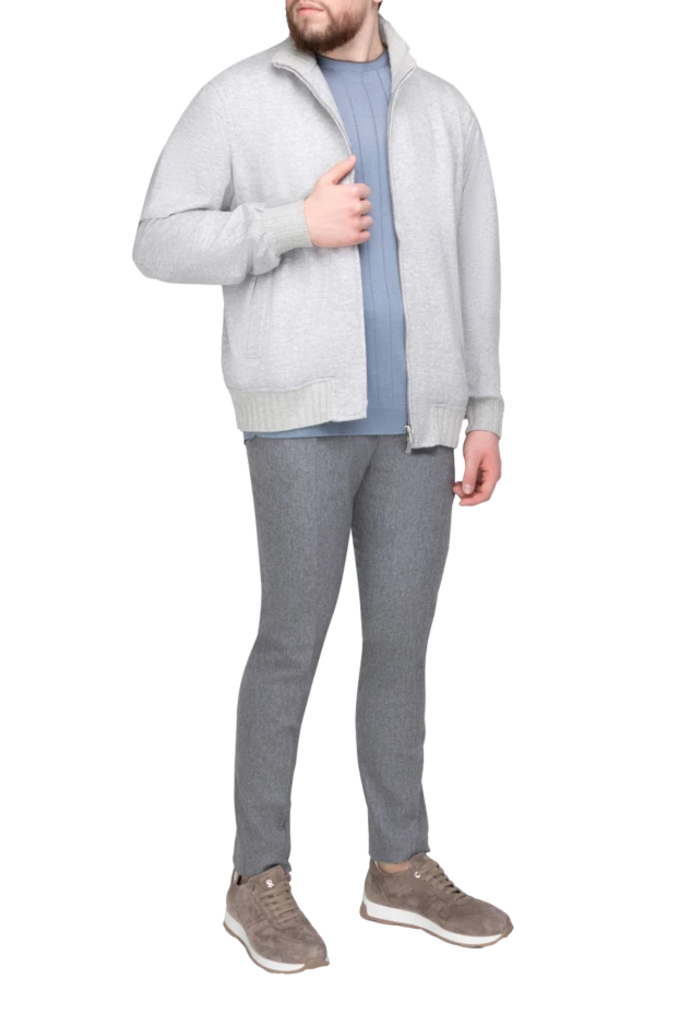 Ерлерге арналған сұр кашемир және полиамидті күрте - фото 2