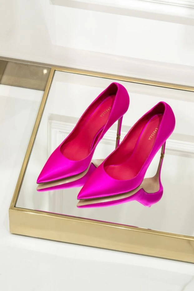 Le Silla туфли-лодочки женские ярко-розовые кожаные на высоких каблуках 168553 - фото 2