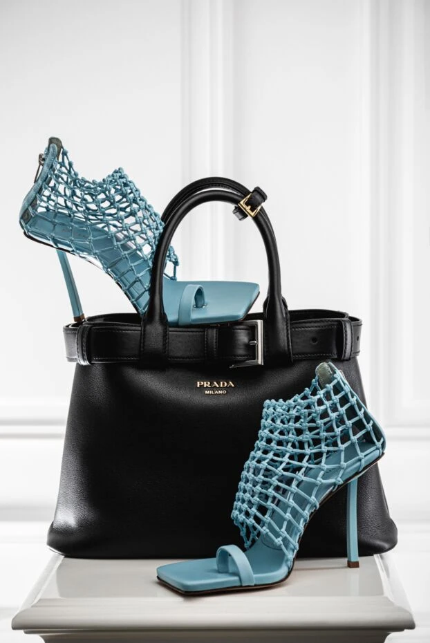 Le Silla women's blue leather sandals with woven details 168554 - photo 2