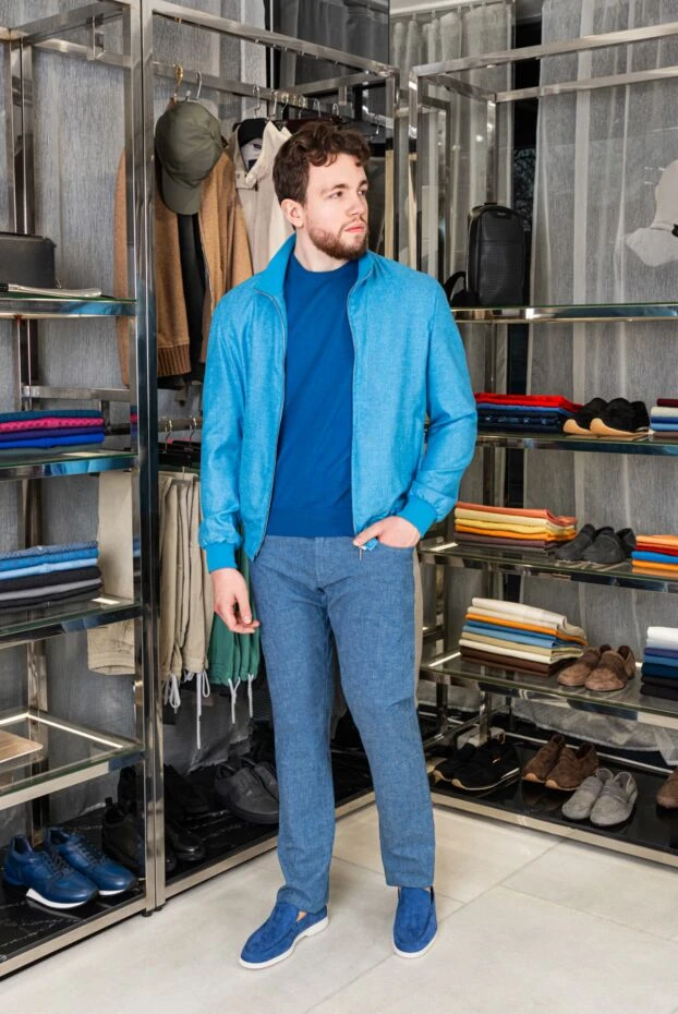 Blue nubuck loafers for men - photo 2