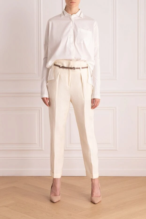 Peserico woman white linen trousers for women купить с ценами и фото 168634 - photo 2