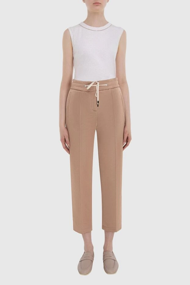 Peserico woman beige cotton and polyester trousers for women купить с ценами и фото 168636 - photo 2