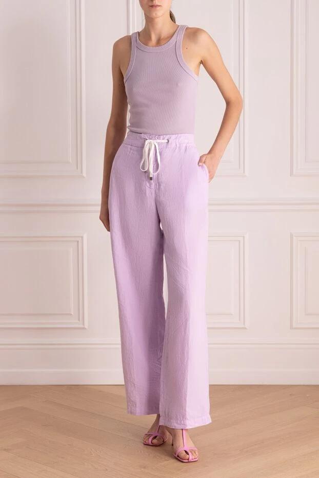 Peserico woman purple linen trousers for women купить с ценами и фото 168658 - photo 2