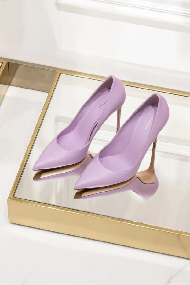 Le Silla туфли-лодочки женские фиолетовые кожаные с острым носком 168738 - фото 3