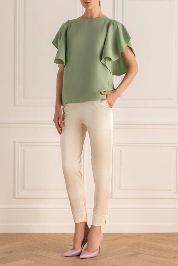 Fabiana Filippi woman green viscose and linen blouse for women купить с ценами и фото 168742 - photo 2