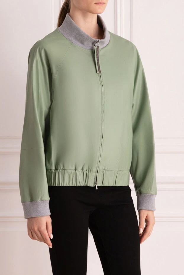 Fabiana Filippi куртка из натуральной кожи зеленая женская 168749 - фото 3