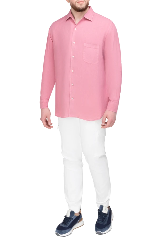 Loro Piana man pink linen shirt for men купить с ценами и фото 168771 - photo 2