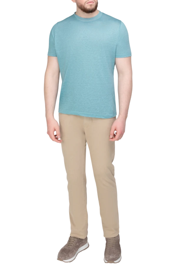 Loro Piana man blue linen t-shirt for men купить с ценами и фото 168775 - photo 2