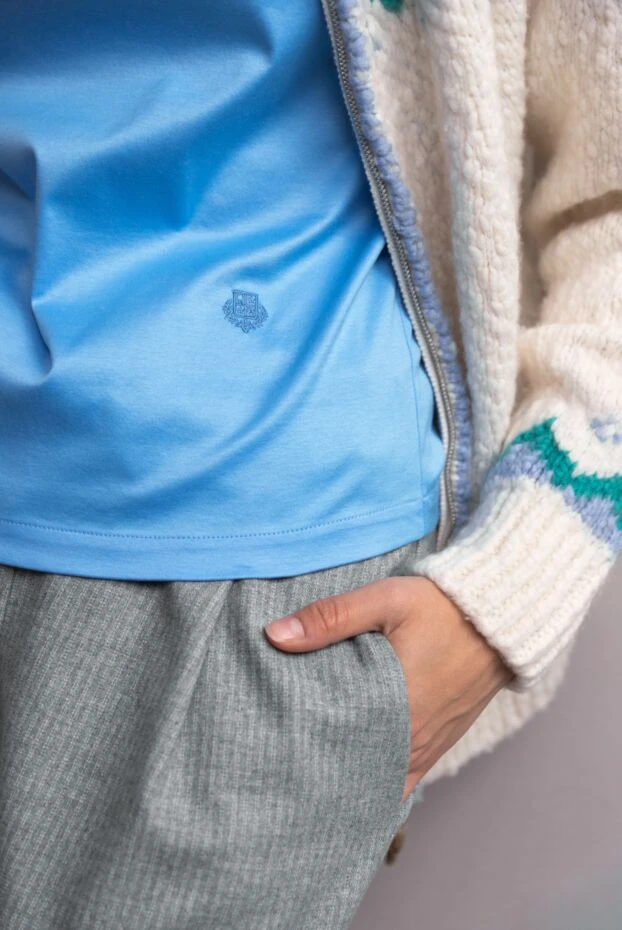 Loro Piana базовая футболка из хлопкового джерси небесно-голубого цвета 168776 - фото 2