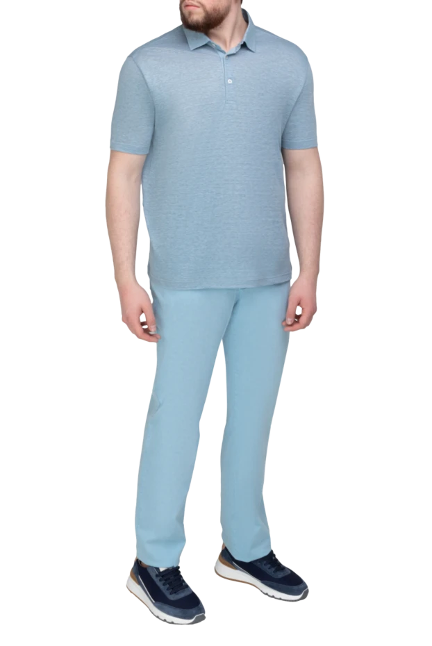 Loro Piana man blue linen polo for men купить с ценами и фото 168783 - photo 2