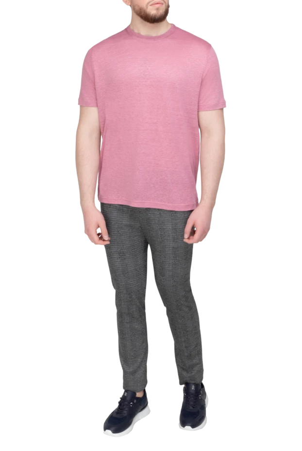 Loro Piana man linen t-shirt pink for men купить с ценами и фото 168787 - photo 2