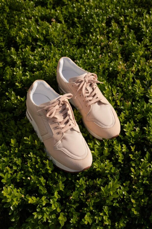 Loro Piana кроссовки женские с прошивкой и контрастными вставками розовые 168824 - фото 2