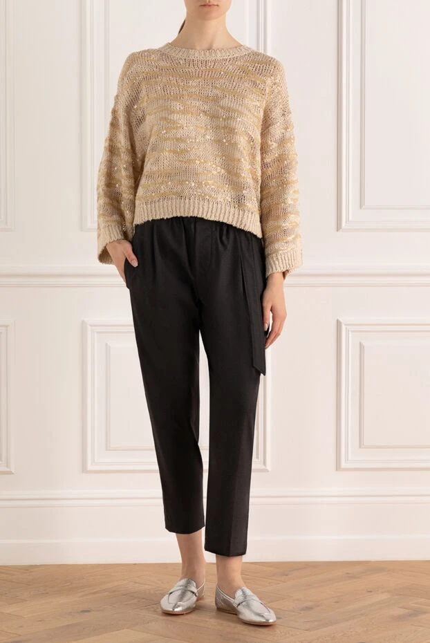 Brunello Cucinelli beige chunky knit jumper with sequins and a voluminous silhouette 168845 - photo 2